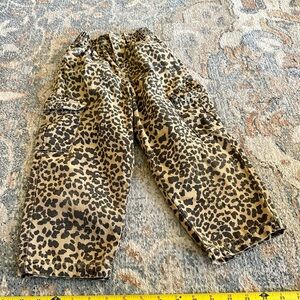 ZARA Kids Leopard Print Cargo Wide-Leg Pants, Girls 6